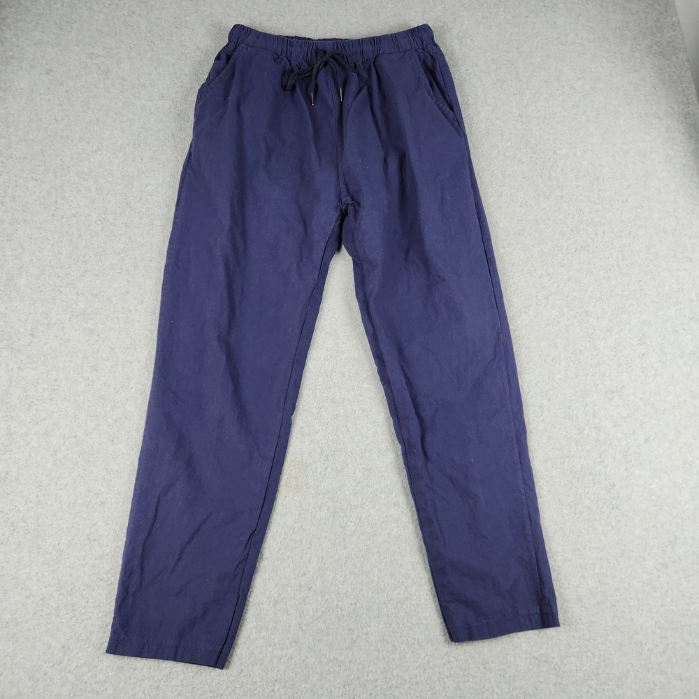 Emery Rose Pants Womens Medium Navy Blue Cotton Drawstring Waist Straight Leg